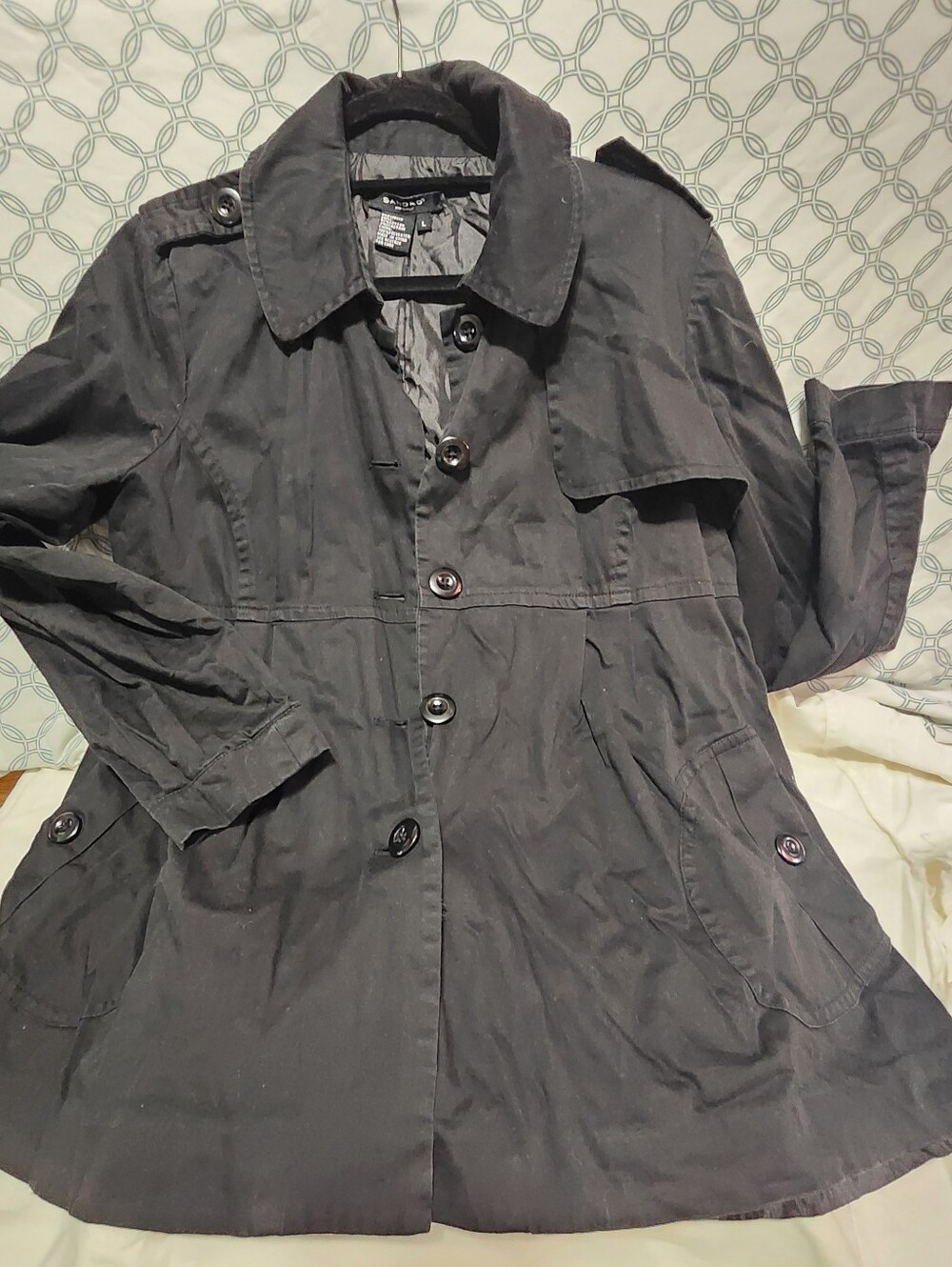 Sandro Black Women's Button-Front Trench Jacket - Large
